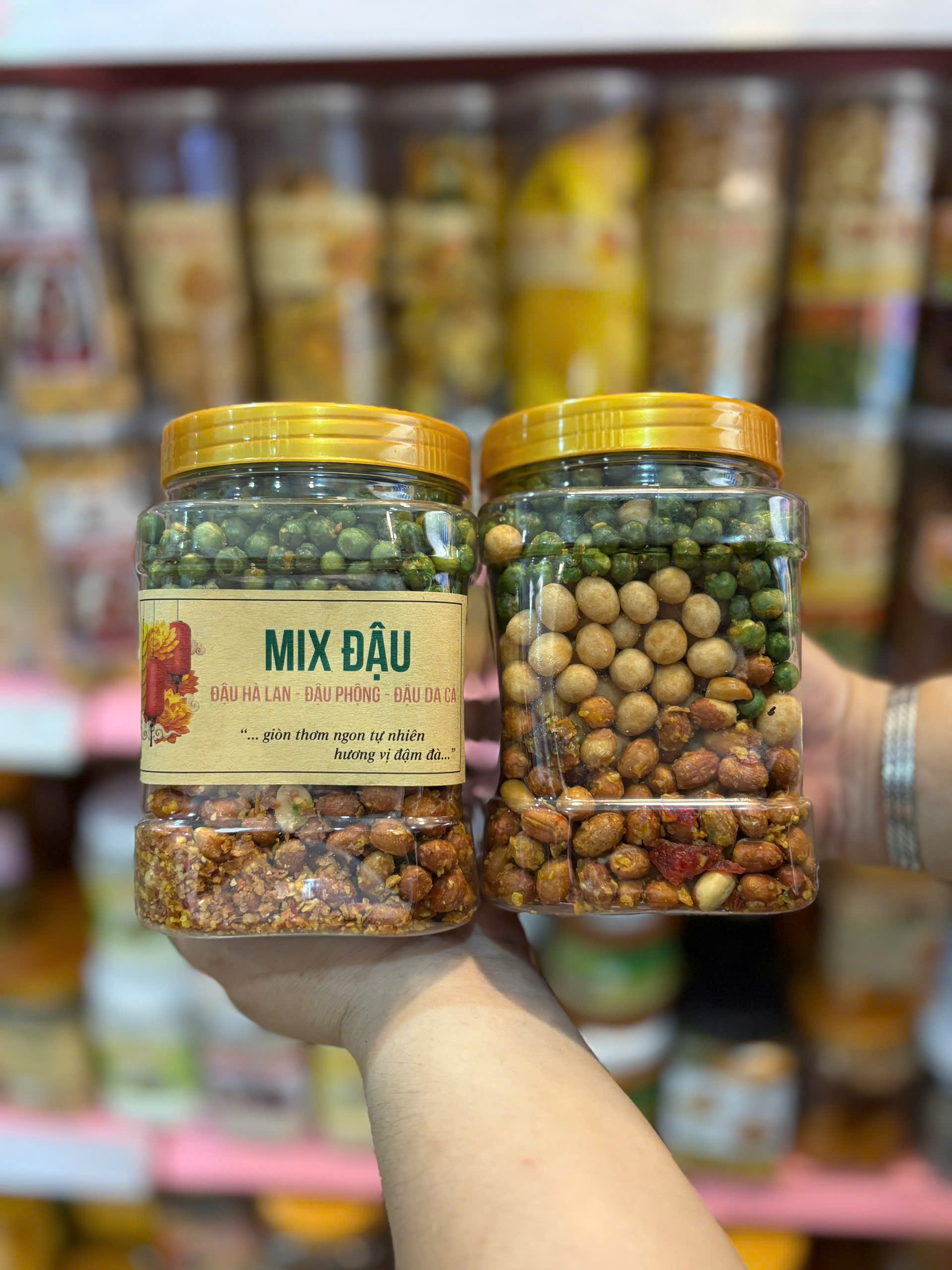 HỦ 500G- ĐẬU MIX 3 VỊ (CỐT DỪA, TỎI ỚT, HÀ LAN (10=38)(30=33)