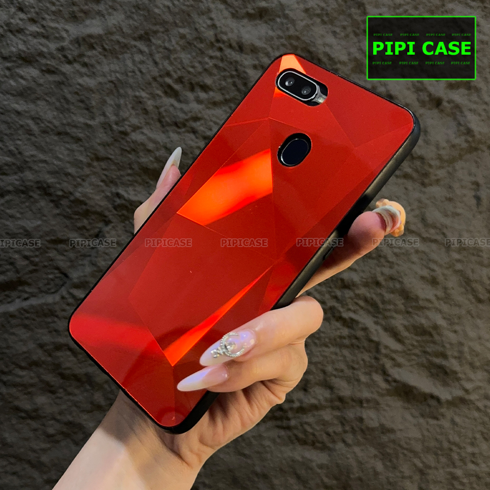 Ốp Lưng Oppo F9 - Kim Cương 6D - Đỏ
