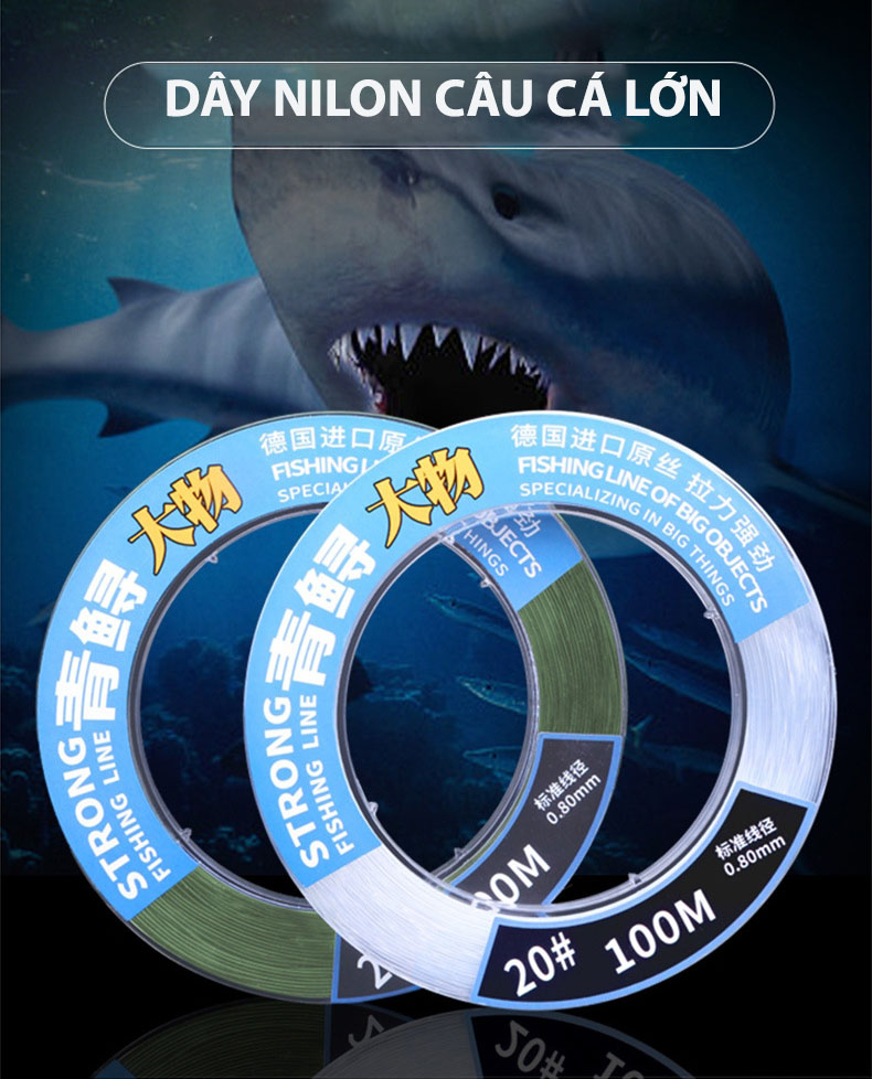 Dây Câu Nylon GERMAN Câu Cá Lớn Cuộn 100M