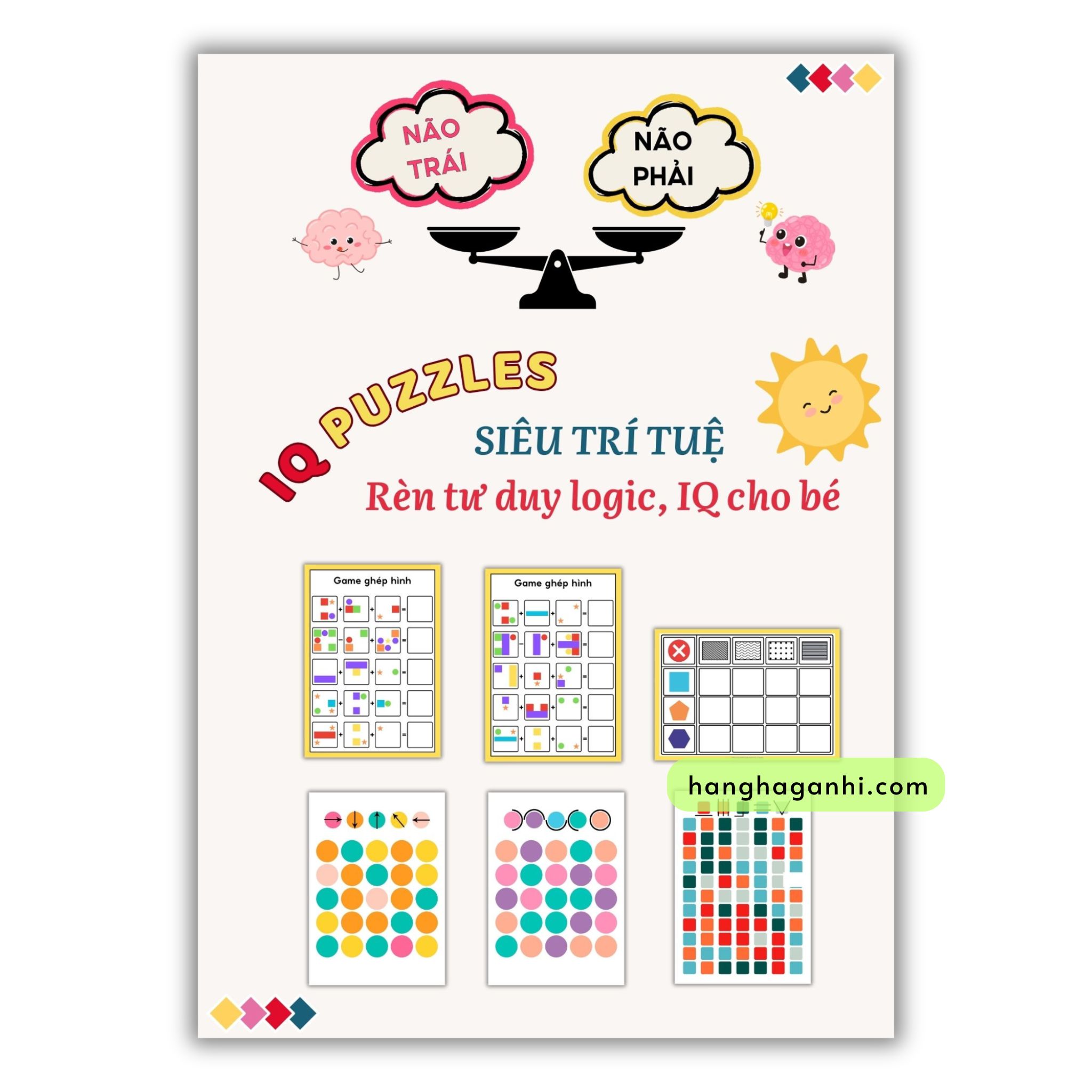 Học liệu IQ Puzzles Siêu trí tuệ, ép plastic, tặng kèm bút viết xóa