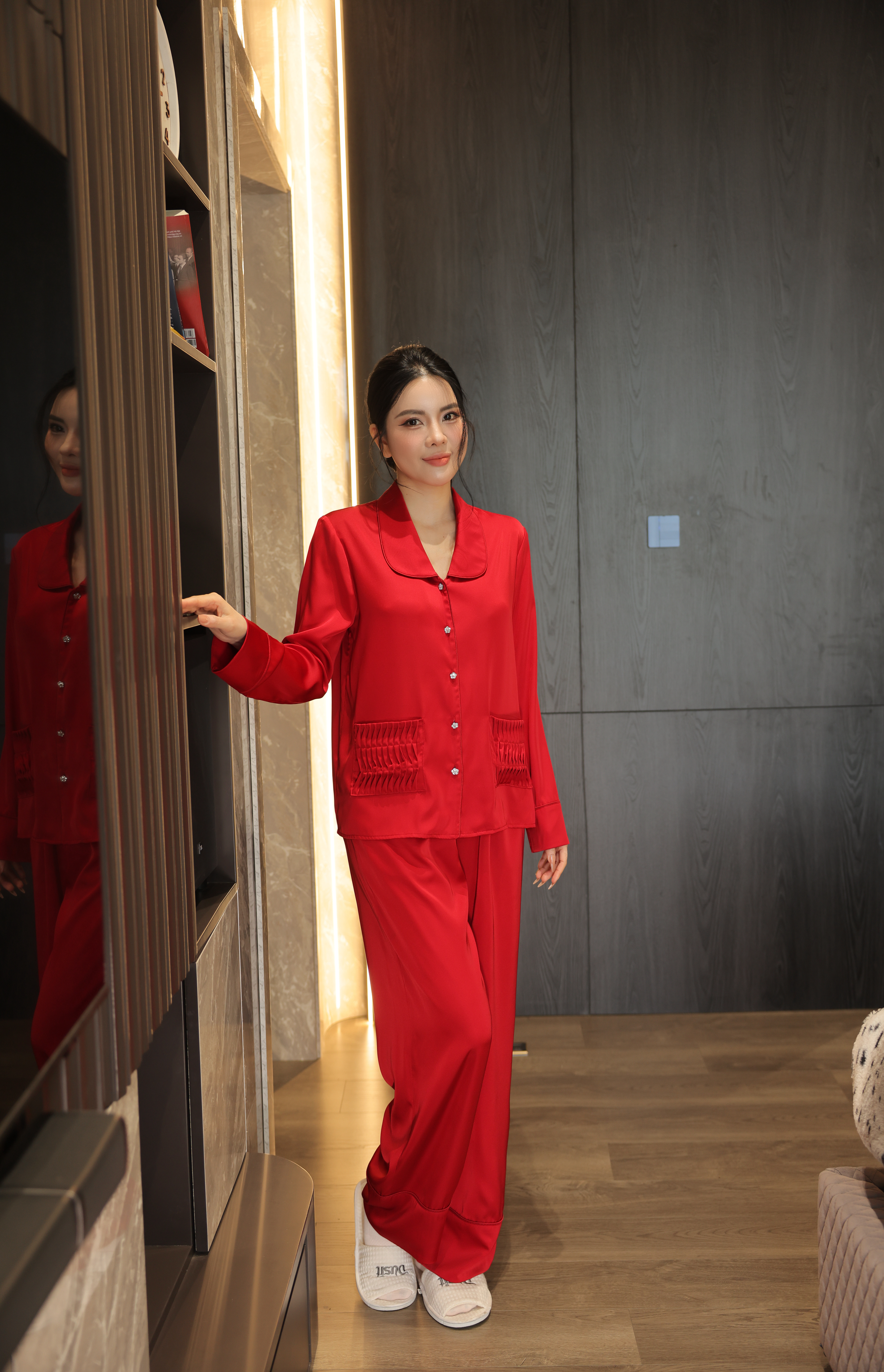 Bộ Lụa Áo Dài Tay, Quần Dài BN672_thumbnail_6