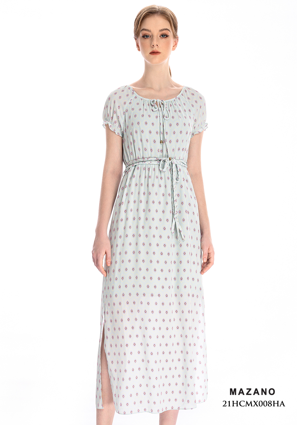 Đầm Maxi vải voan xanh nhạt thắt đai_thumbnail_0