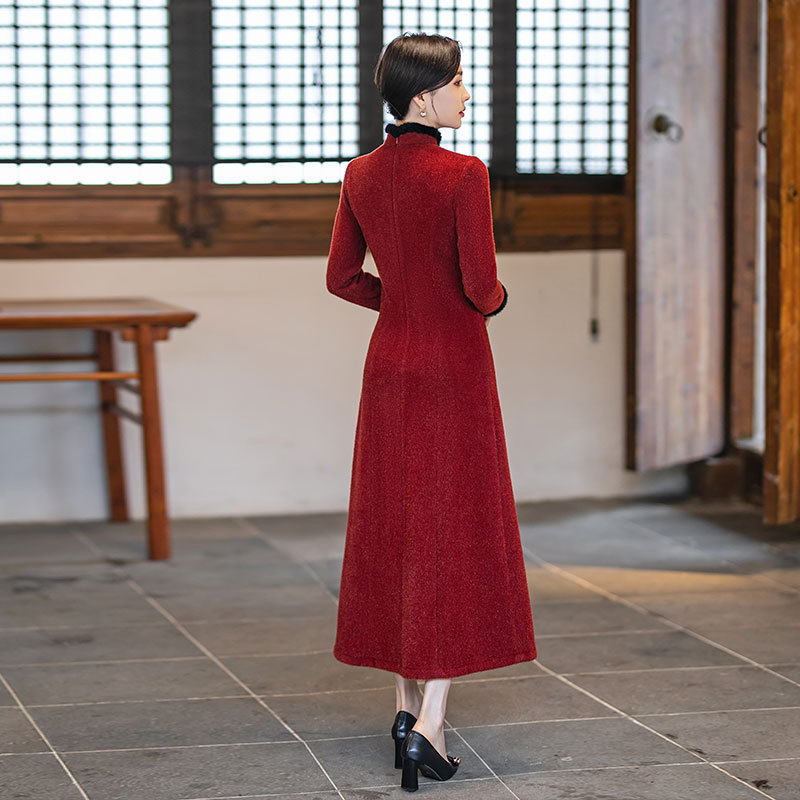 [MS000034] 🔥 Đầm Áo Dài Cách Tân Thu Đông Sang Trọng Cho Mẹ_thumbnail_3