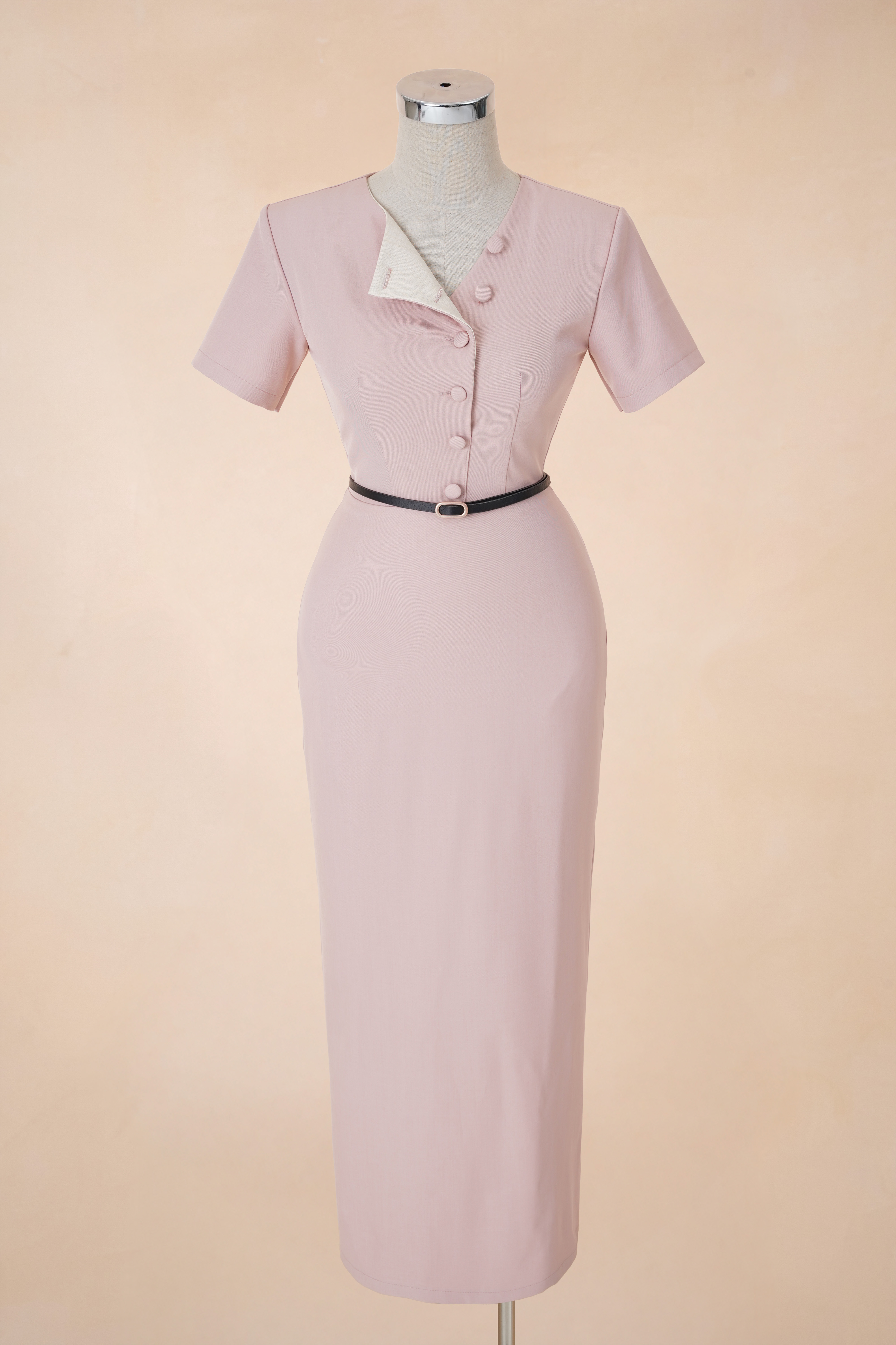 Đầm Bút Chì Cúc Chéo Đai Eo_thumbnail_4