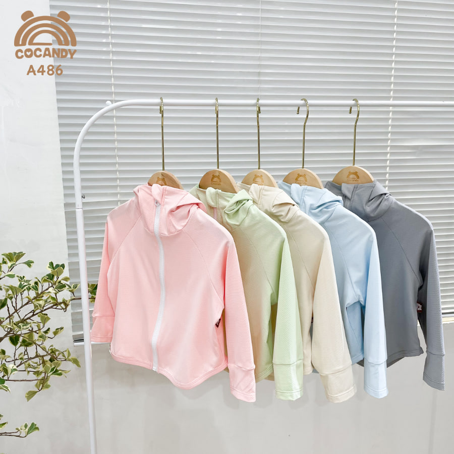 Áo chống nắng GHI trơn tai gấu_thumbnail_4