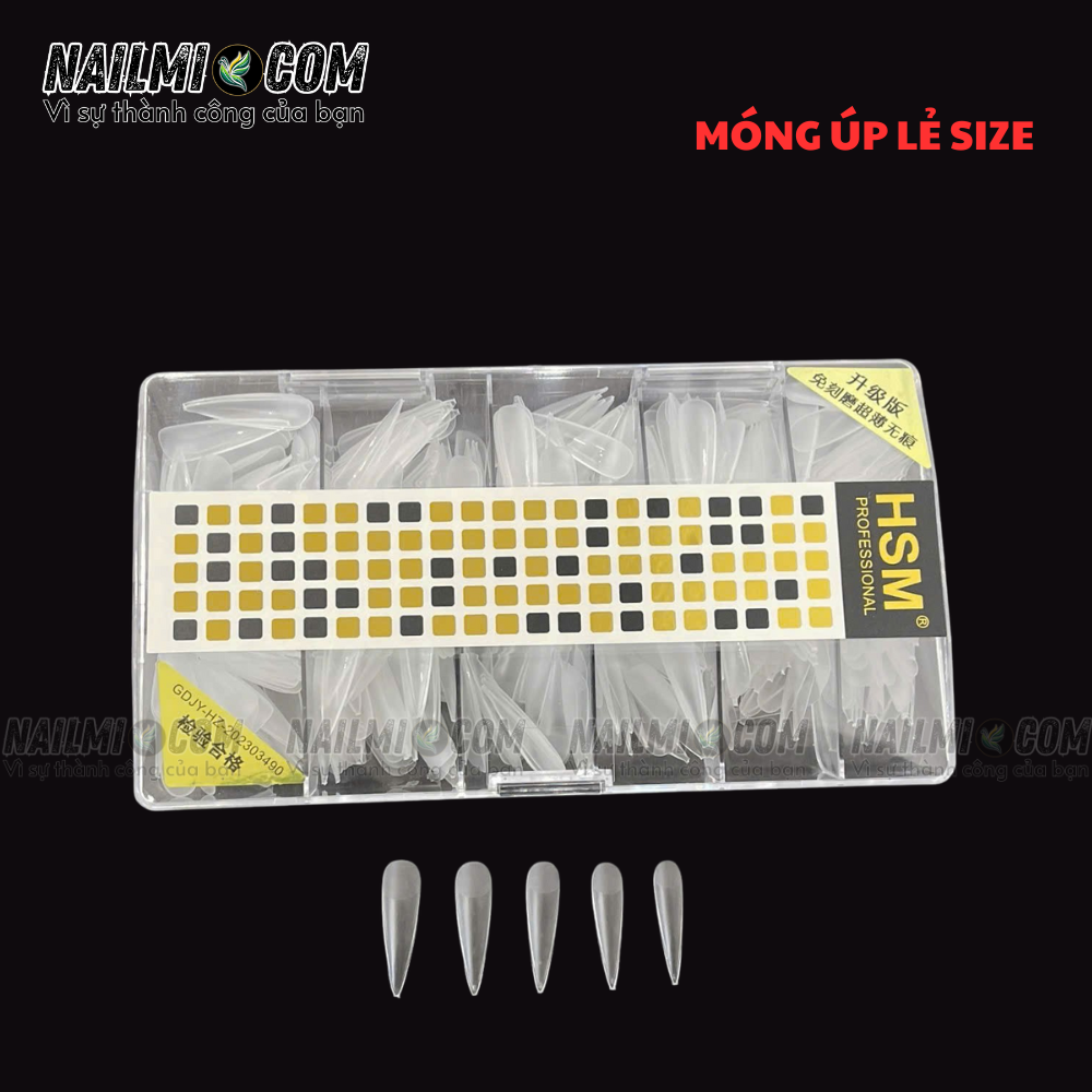 Móng úp - lẻ size - phom nhọn dài  - trong nhám - L2