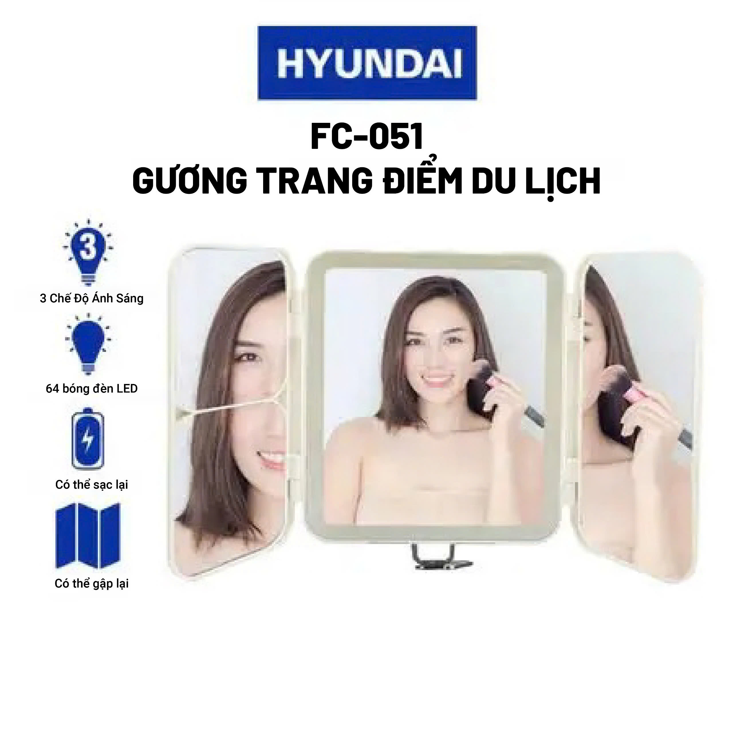 Gương trang điểm có đèn Hyundai FC-051-WH_thumbnail_0