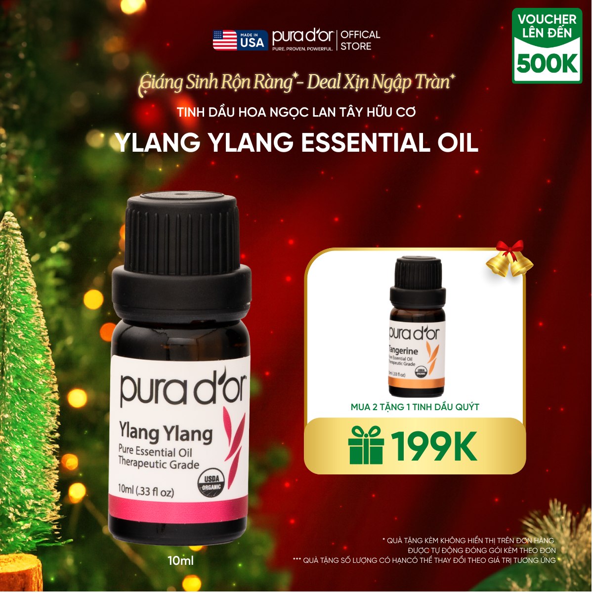 Tinh Dầu Hoa Ngọc Lan Tây hữu cơ PURA D’OR Therapeutic Grade Ylang Ylang Essential Oil 10ml