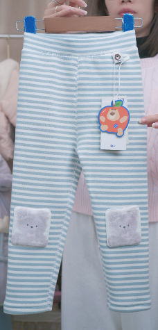 (Q203) Quần legging kẻ thêu gấu màu xanh_thumbnail_0