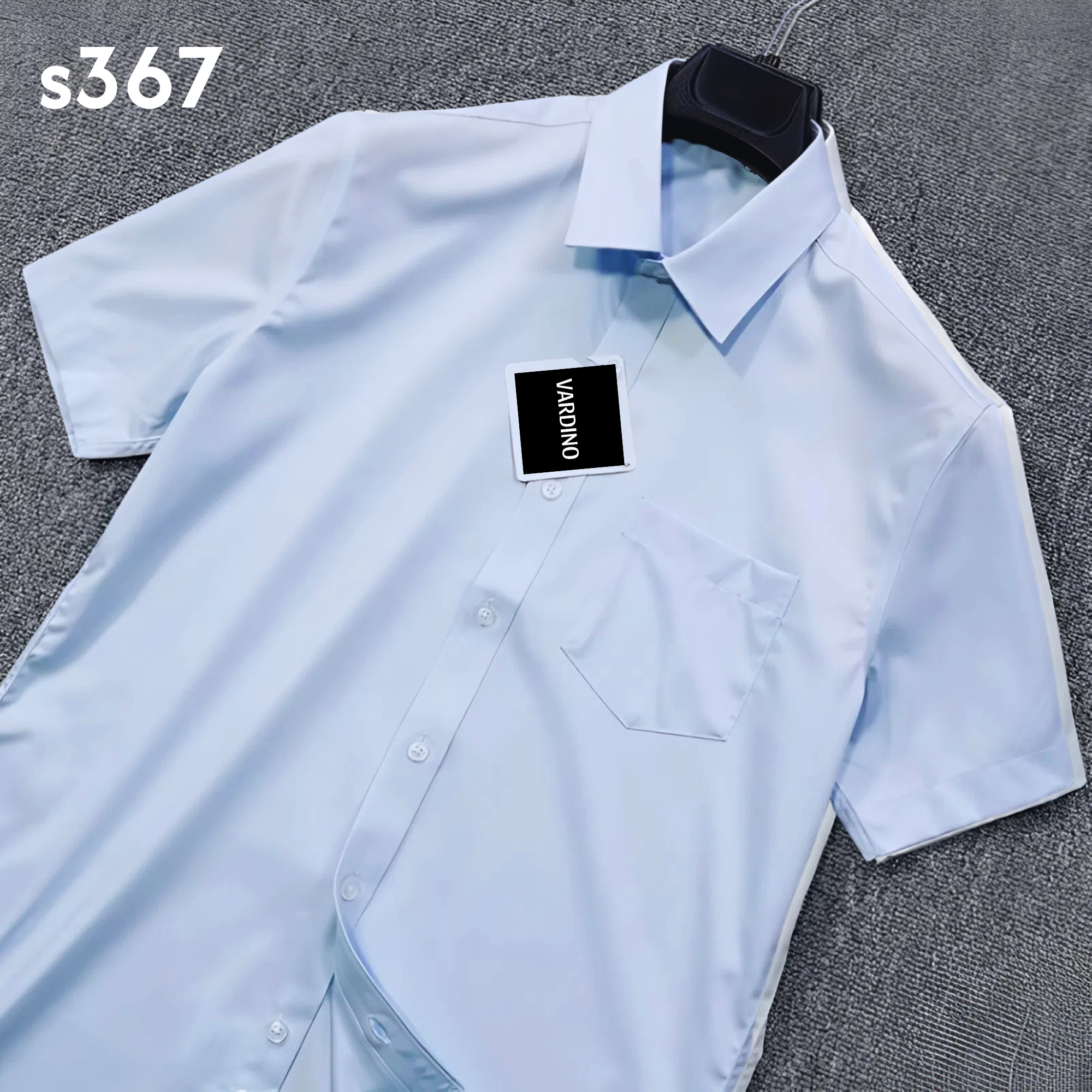 Áo sơ mi trơn ngắn tay xanh nhạt Vardino s367_thumbnail_2