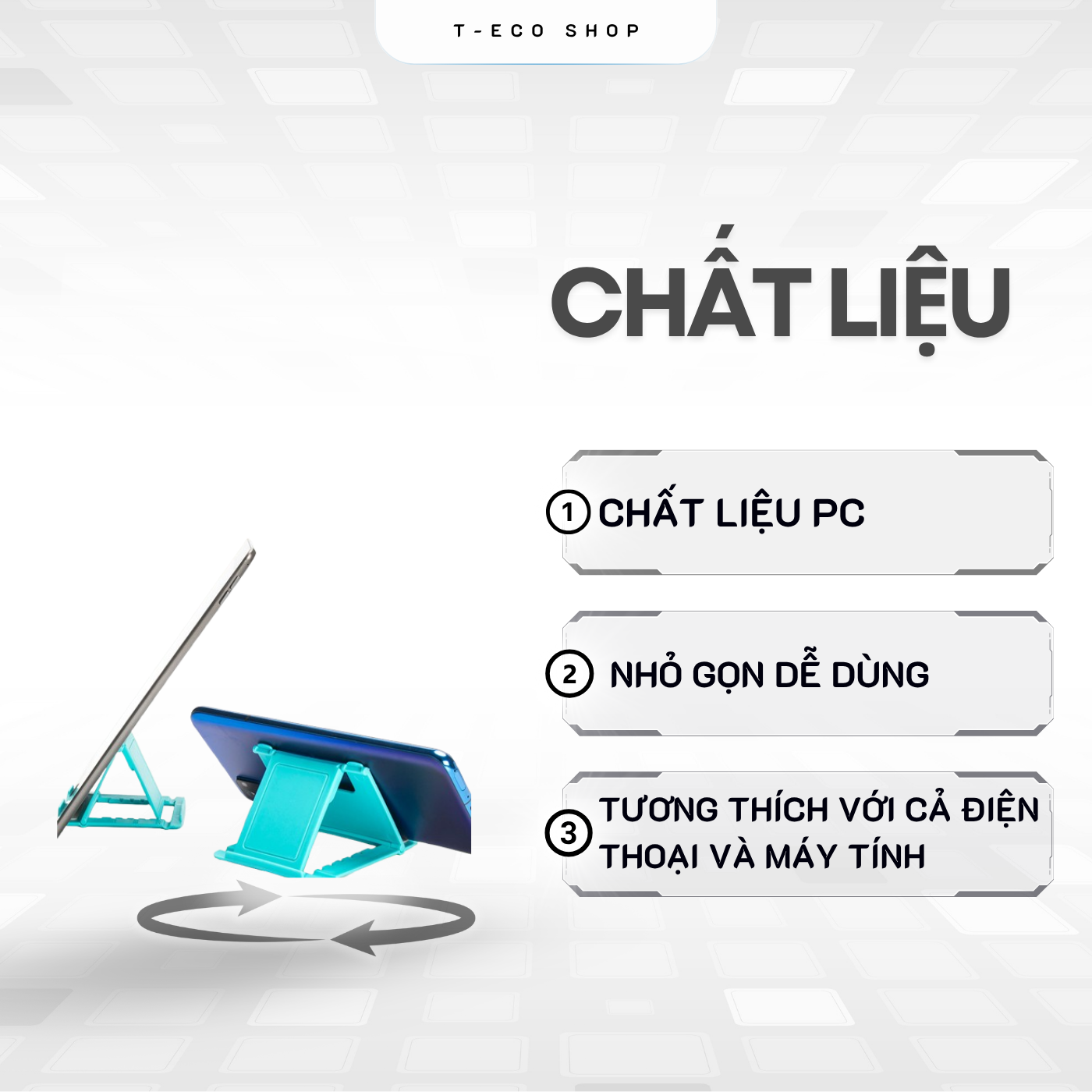 T-ECO SHOP Giá Đỡ Điện Thoại & Máy Tính Bảng Gập Gọn – Điều Chỉnh Góc Linh Hoạt, Nhựa Bền Nhẹ_thumbnail_3