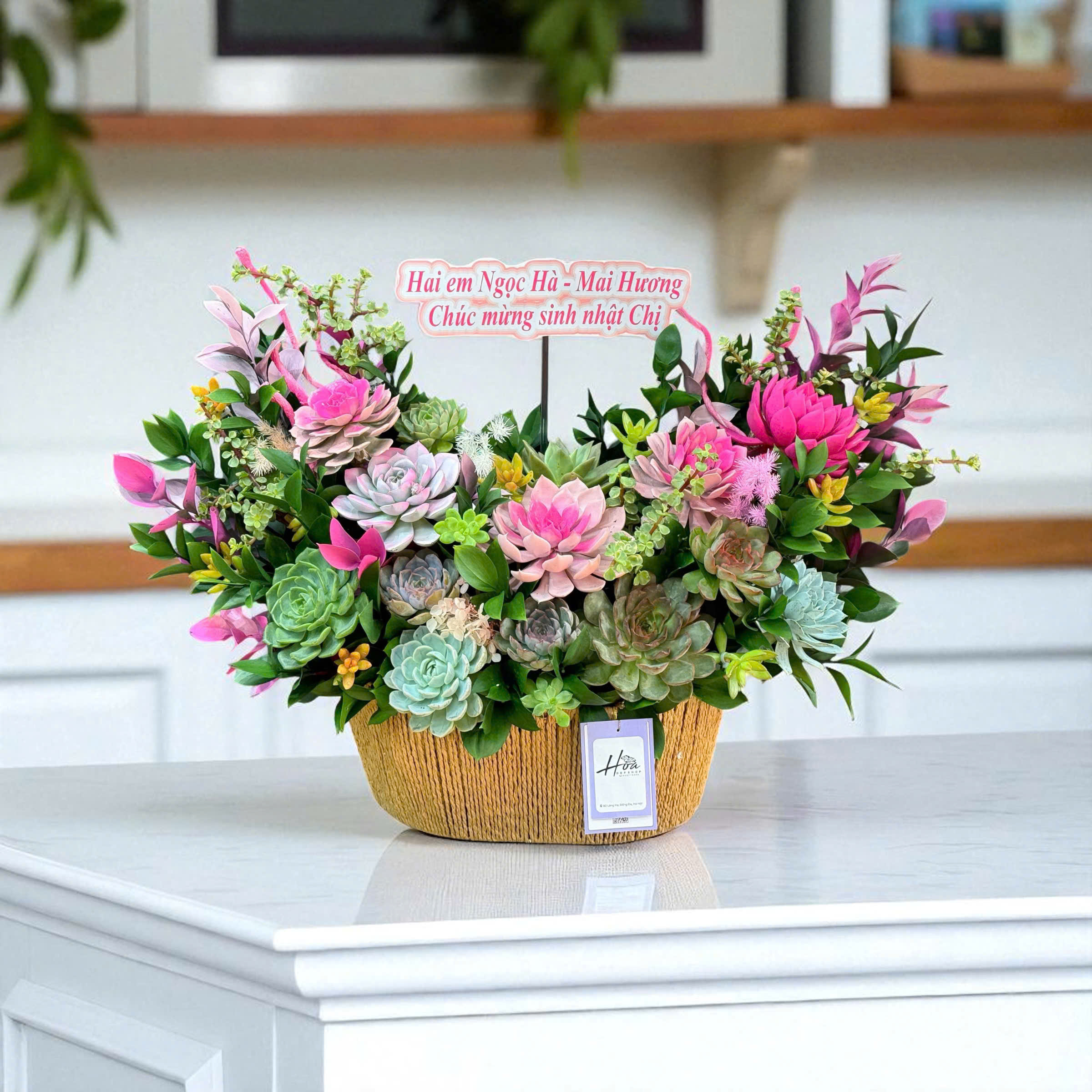 Giỏ hoa sen đá mây