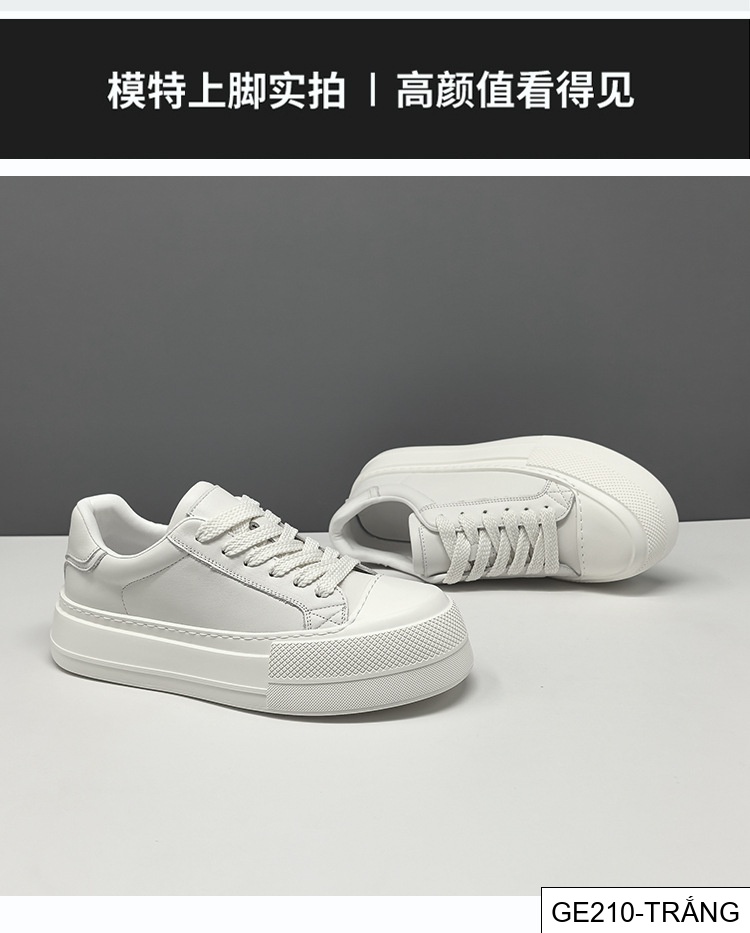 GE210 - Giày thể thao nam da bò lớp 1 cao cấp, giày nam đế dày da thật thời trang phong cách Châu Âu, giày bánh quy da thật nam.