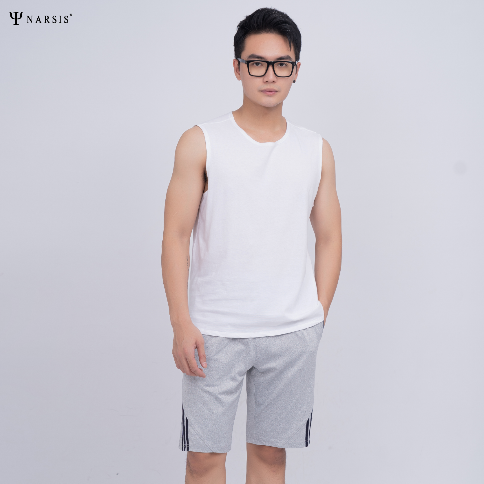 QUẦN ĐÙI NAM GHI SÁNG NARSIS CHẤT LIỆU COTTON CẠP CHUN CO GIÃN THOẢI MÁI S23019 NARSIS CHẤT LIỆU ...