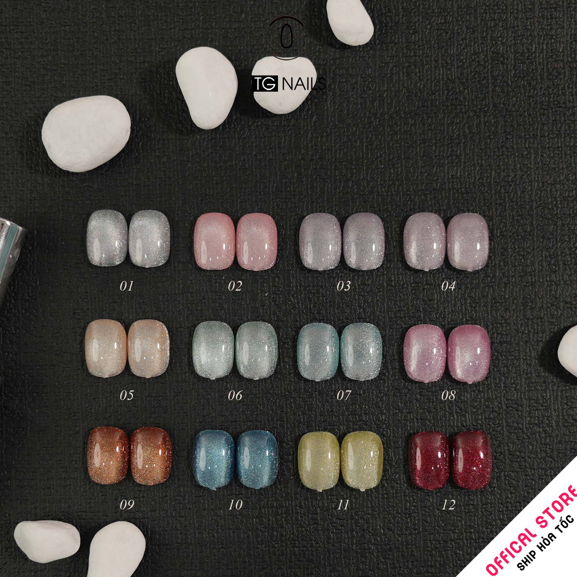 Com Bo 12 màu sơn gel TG nail mắt mèo kim cương_thumbnail_10