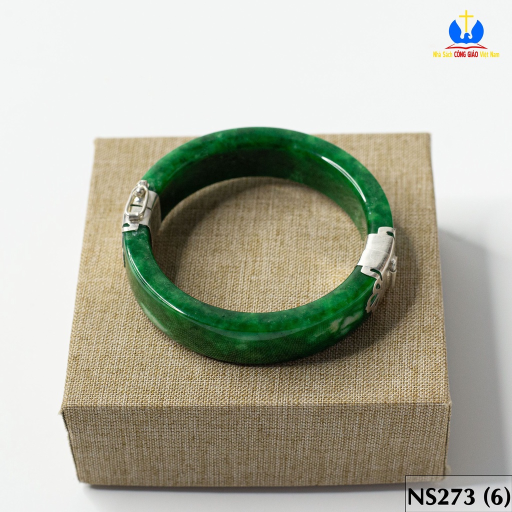 Vòng tay đá Ngọc Bích bọc bạc ta TS0272 - Món quà ý nghĩa cho mẹ và bà_thumbnail_2