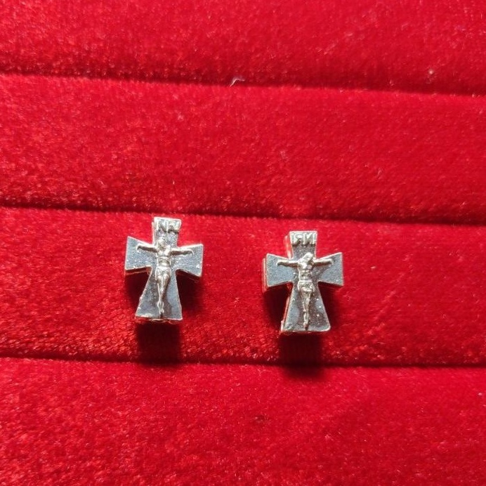 Charm Thánh Giá bạc xỏ ngang xâu vòng tay, chuỗi mân côi - Quà tặng Công Giáo_thumbnail_0