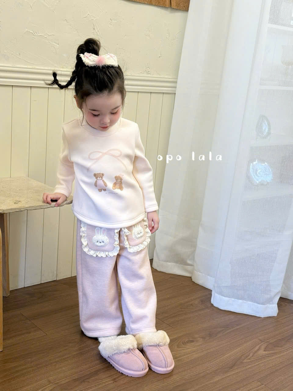 (Q153) Quần nỉ lót bông màu hồng Opolala_thumbnail_0