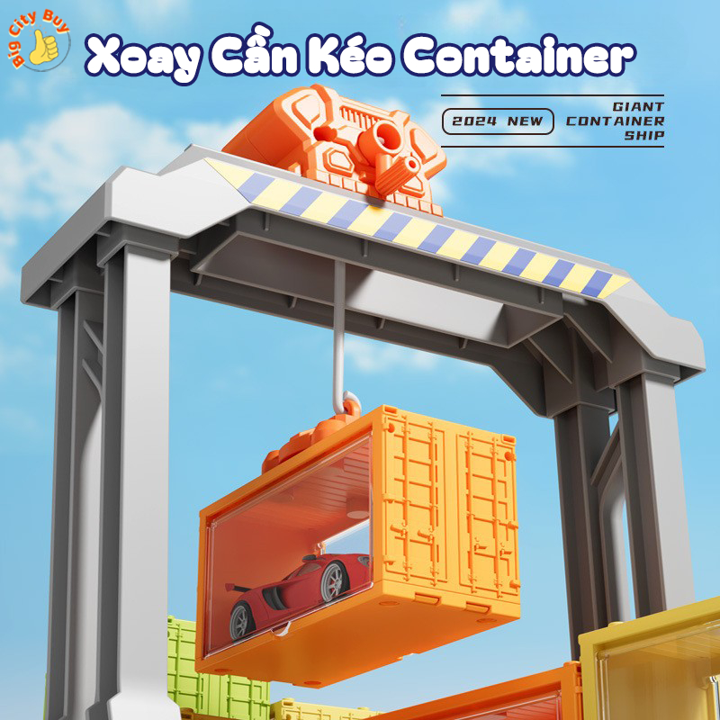 Tàu Thuỷ Container Khổng Lồ Tặng Kèm 12 Xe Nhỏ, 6 Container Chở Hàng Siêu Đỉnh Cho Bé_thumbnail_6