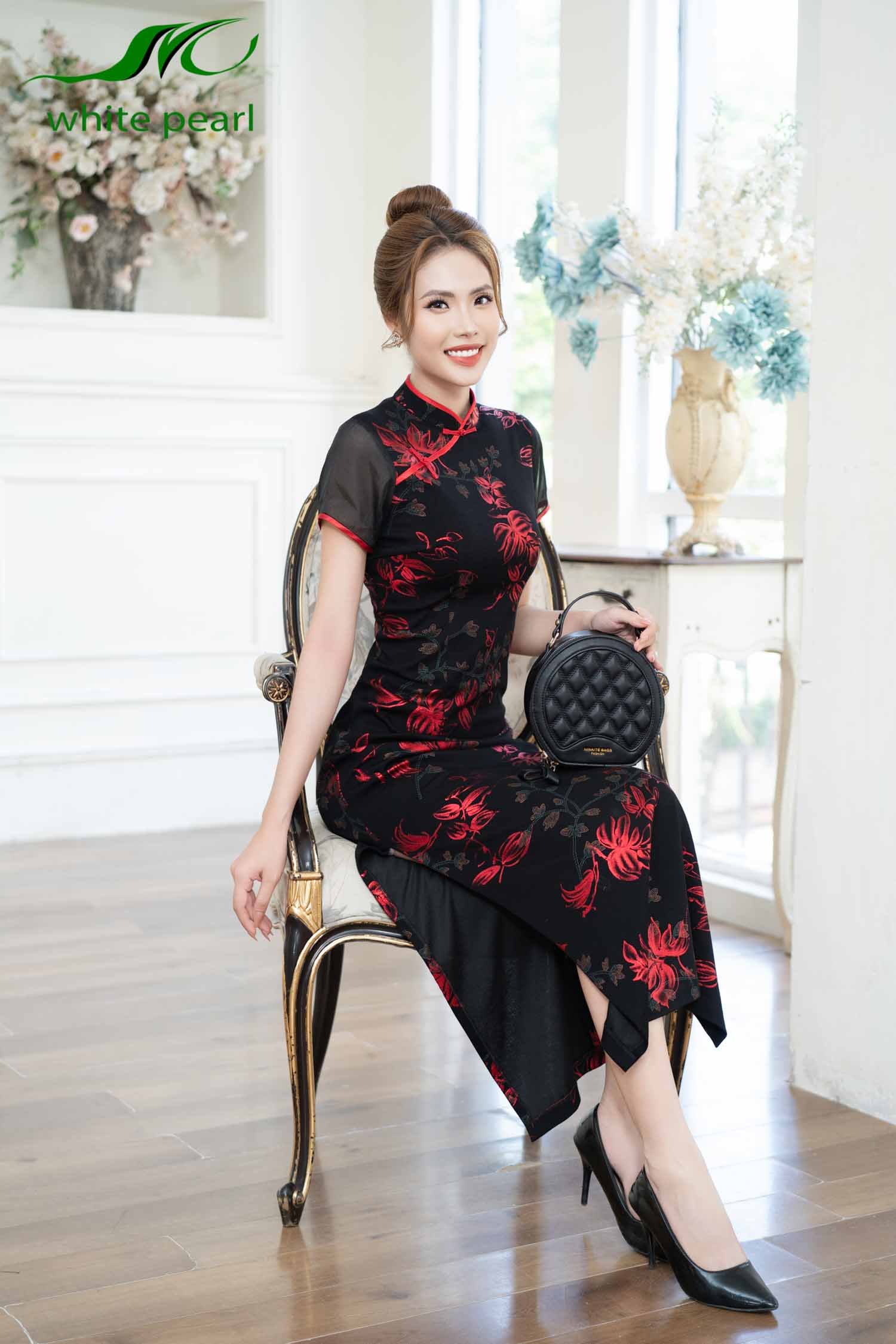 Áo sườn xám đuôi cá thời trang công sở cao cấp White Pearl_thumbnail_3