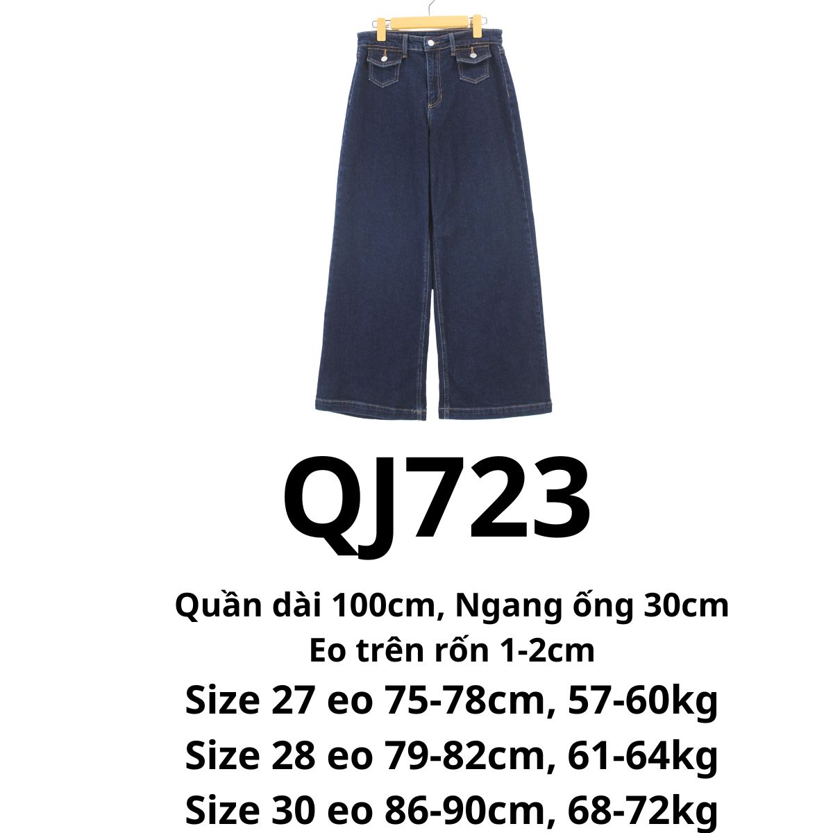 QJ723- Jeans ống rộng -đậm