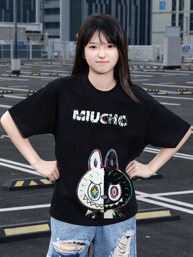Áo phông labubu form rộng unisex ATD1442 Miucho tay ngắn cổ tròn in mix_thumbnail_3