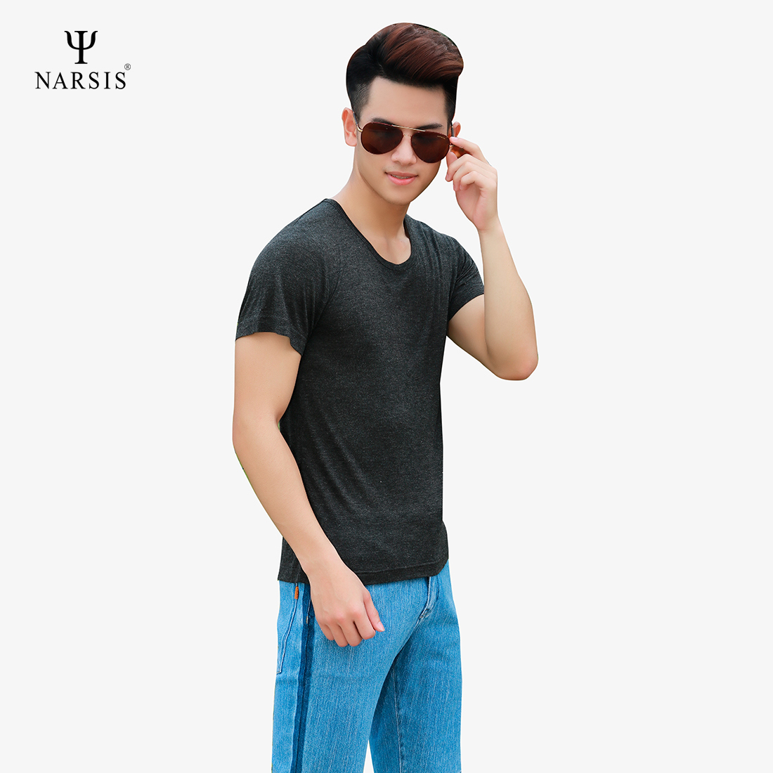 ÁO PHÔNG NAM NMS13020 NARSIS VẢI COTTON MỀM MẠI, CO GIÃN TỐT, VẢI THOẢI MÁI VẬN ĐỘNG, HÚT ẨM TỐT_thumbnail_2