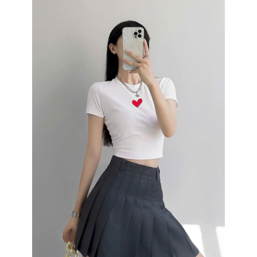 [Form Ôm] Áo croptop nữ ôm body trái tim - Áo thun croptop nữ LOZA CR8136_thumbnail_0