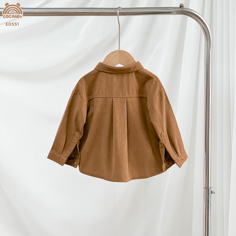 Áo dài sơ mi NÂU  phối BE  nhung tăm_thumbnail_2