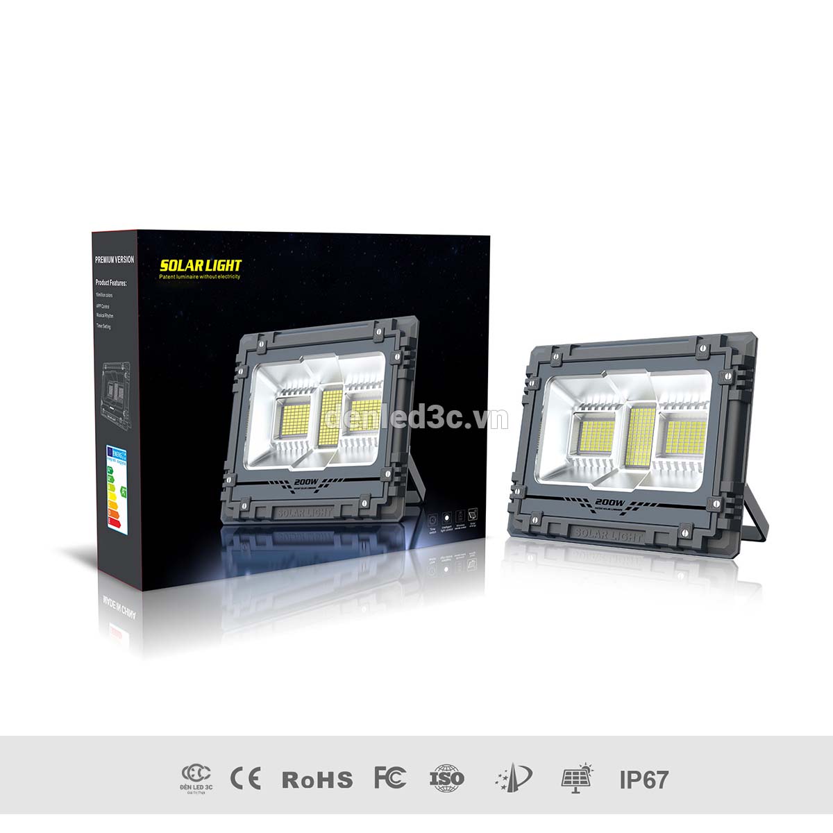 Đèn Pha Năng Lượng Mặt Trời Lắp trong nhà và ngoài trời Đèn LED 3C_thumbnail_3