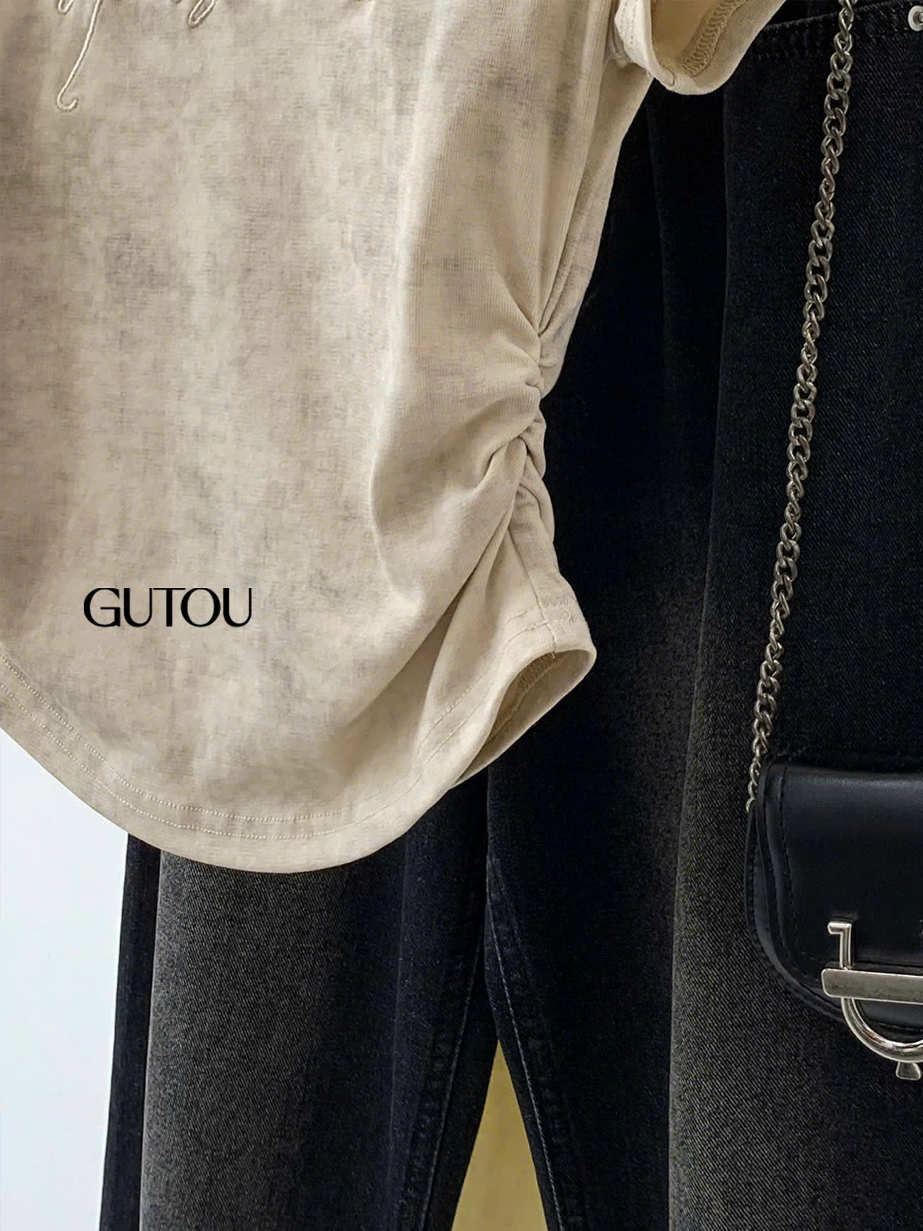 [GUTOU] Áo Thun Streetwear Ghim Băng Cá Tính_thumbnail_3