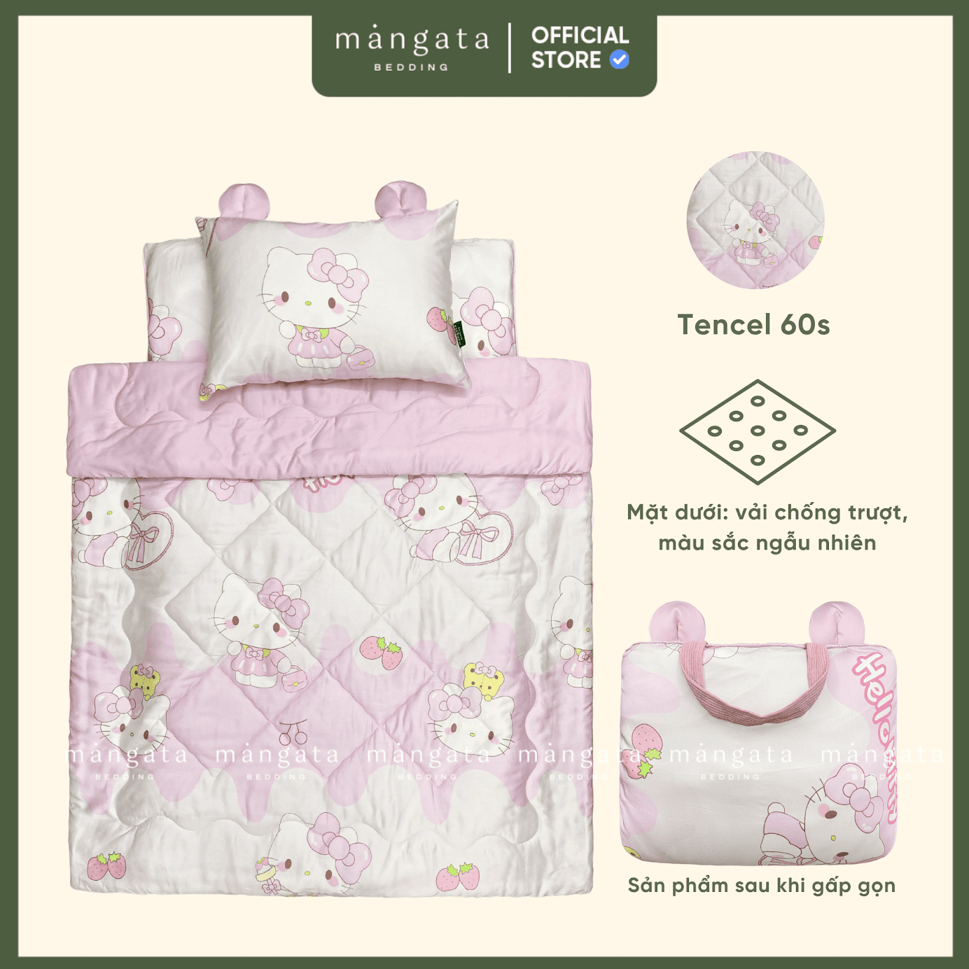 Mẫu Kitty kem dâu - Bộ chăn gối gấp gọn đi học_thumbnail_1