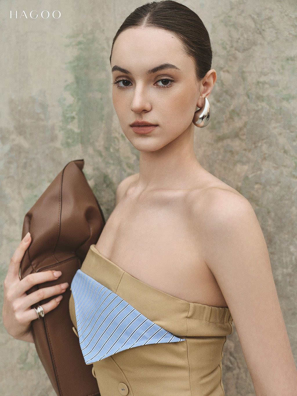 Áo cúp ngực vạt phối kẻ HAGOO_thumbnail_2