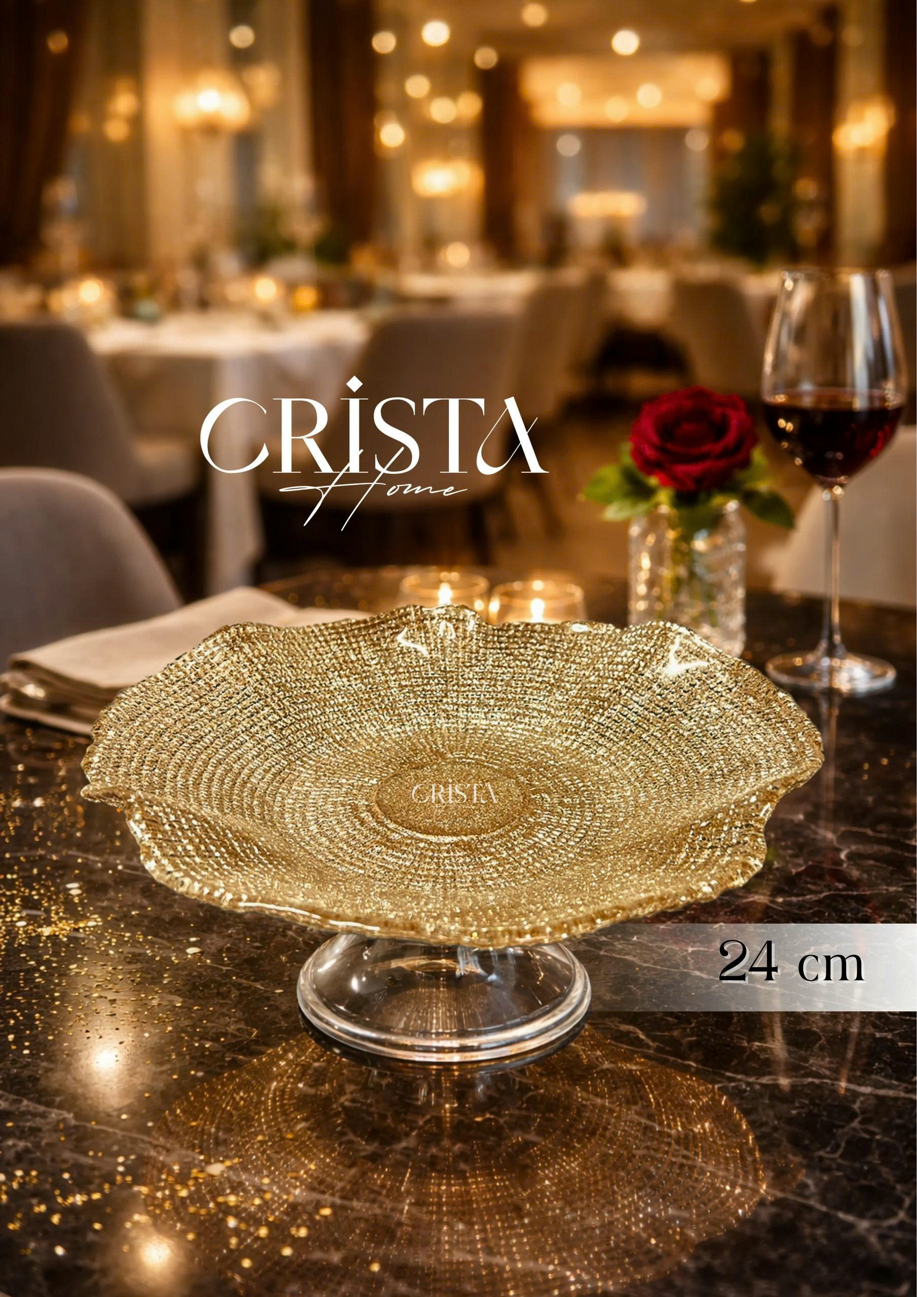 Đĩa thủy tinh cao cấp CRISTA HOME chân bồng vân lưới size 24 cm_thumbnail_6