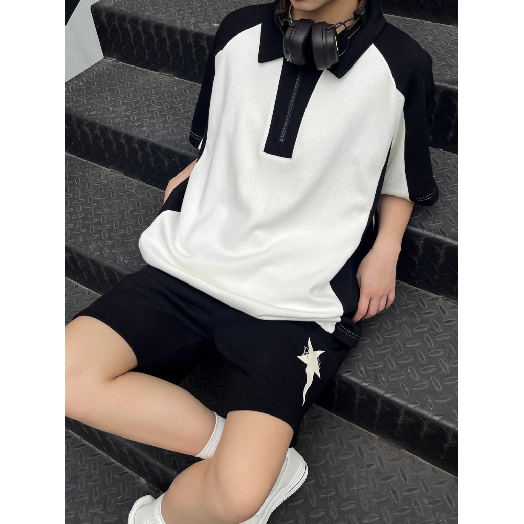 Áo polo nữ trơn phối khoá form rộng PLPKT01 Miucho_thumbnail_5