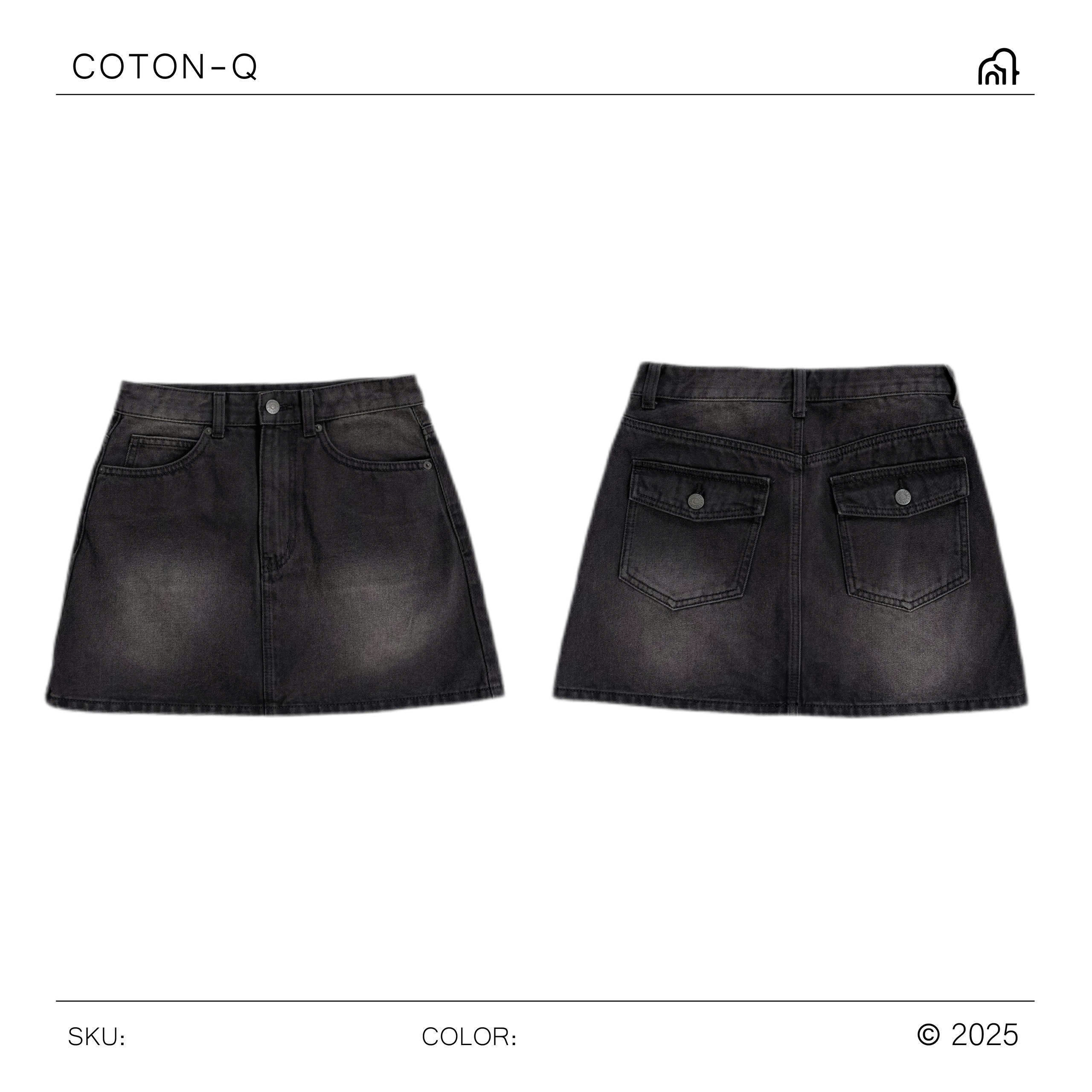 HS84 Chân váy ngắn jean khói