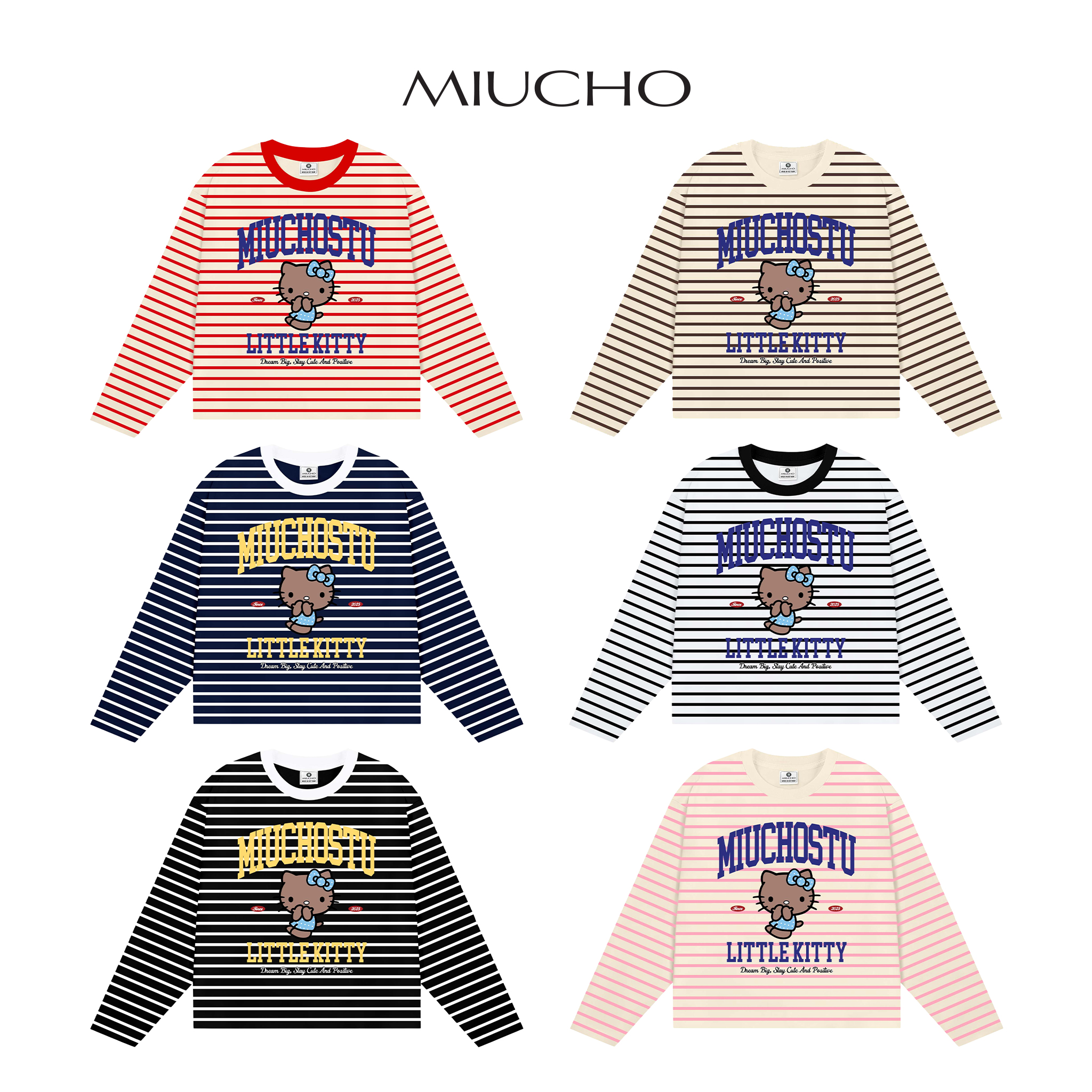 Áo thun boxy nữ tay dài Miucho vải bo rip thoáng mát cổ tròn Kitty đáng yêu in mix 2697_thumbnail_2