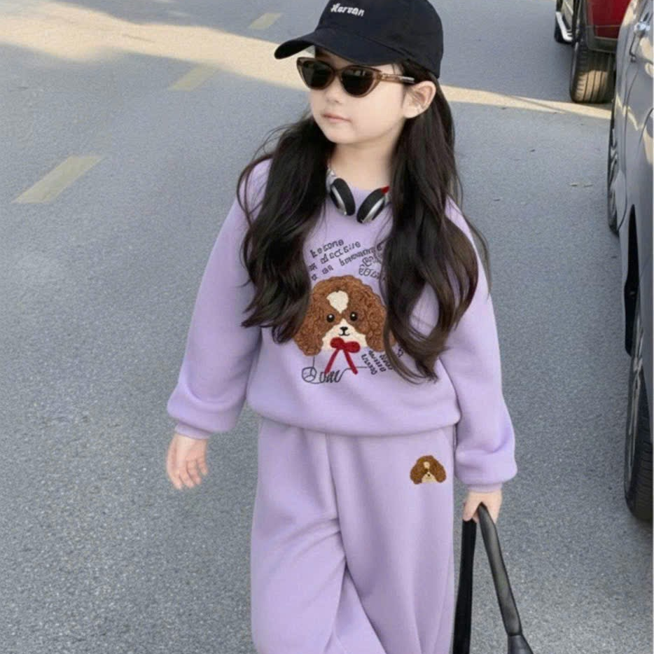 [F59] Bộ nỉ chó nơ TENO cho bé gái_thumbnail_2