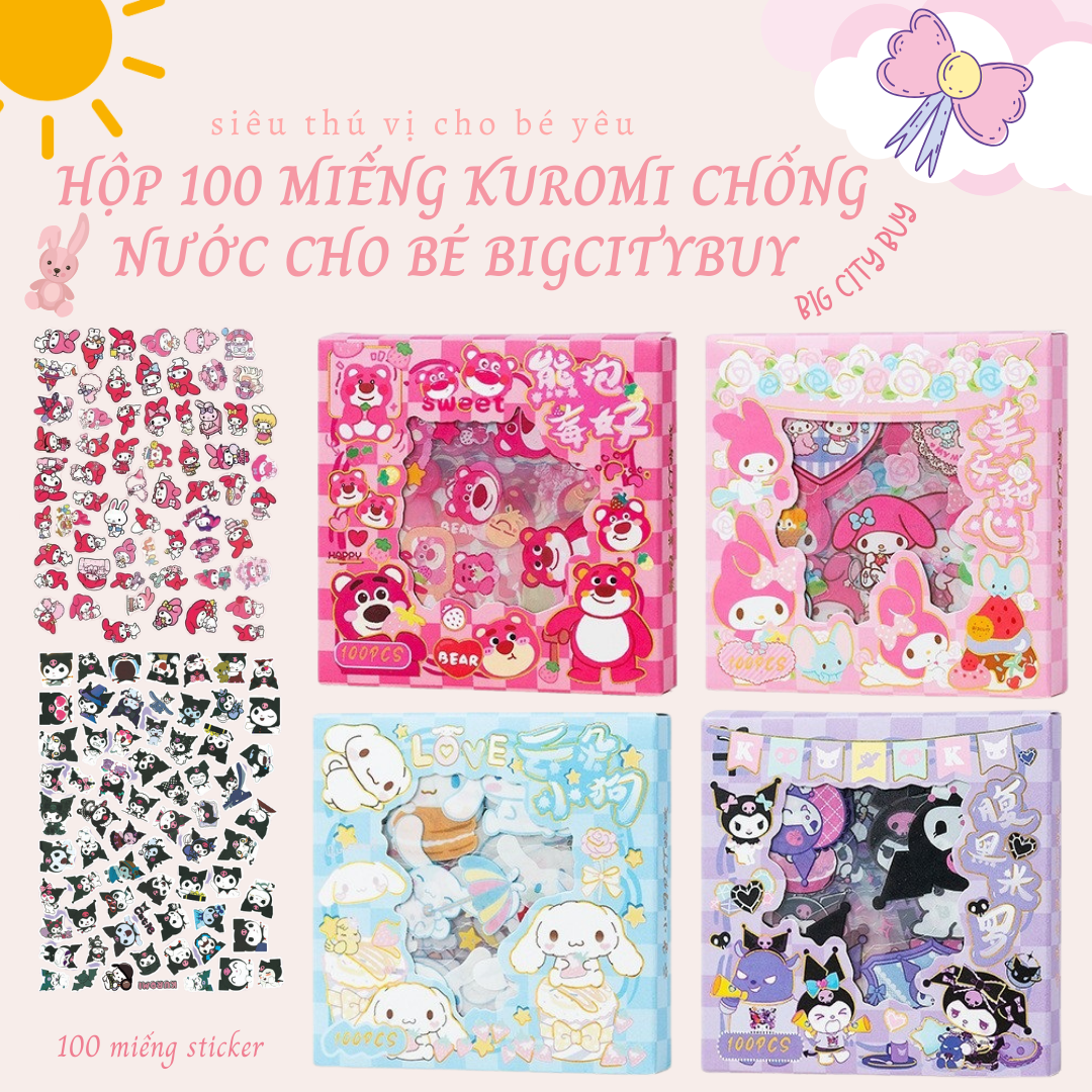 Hôp 100 sticker Kuromi chống nước_thumbnail_0
