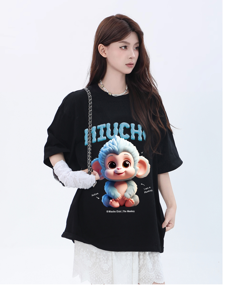 Áo thun form rộng 12 con giáp tuổi Thân (tuổi khỉ) ATD1243 Miucho tay ngắn cổ tròn in mix_thumbnail_9