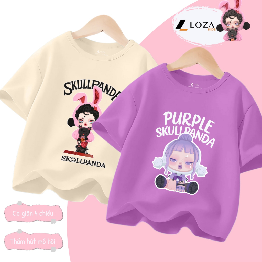 Áo thun bé gái in hình BST SKULLPANDA Hot trend - Loza Kids AT006_thumbnail_2