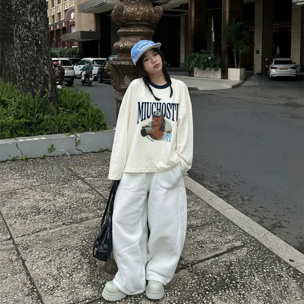 Áo thun Tết Bính Ngọ boxy tay dài phối cổ dễ thương Miucho vải dày dặn thoáng mát 3009_thumbnail_2