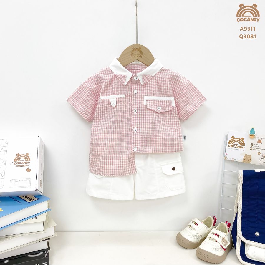 Áo cộc caro HỒNG nẹp 2 túi ngực_thumbnail_5