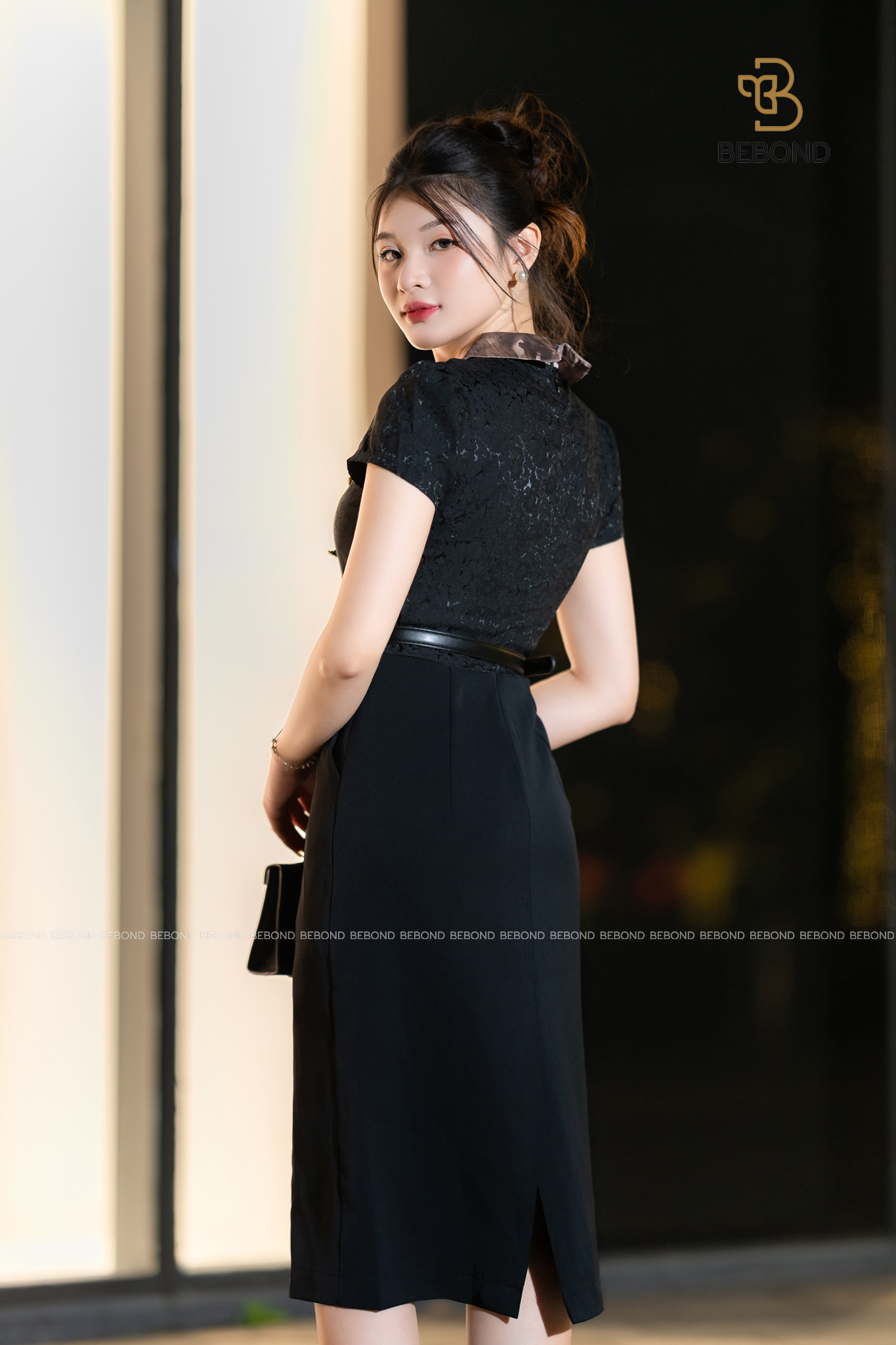 Đầm cổ sơ mi KAYLIN màu ĐEN_thumbnail_5