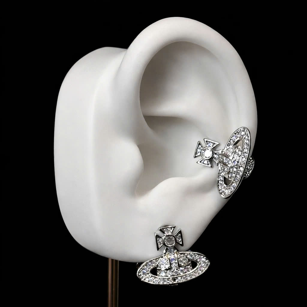 Khuyên kiểu cặp hành tinh trắng 10mm