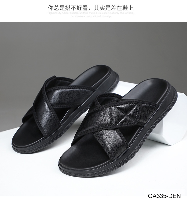 GA335 - Dép lê nam da bò kiểu Hàn màu đen đế cao su êm chân_thumbnail_12