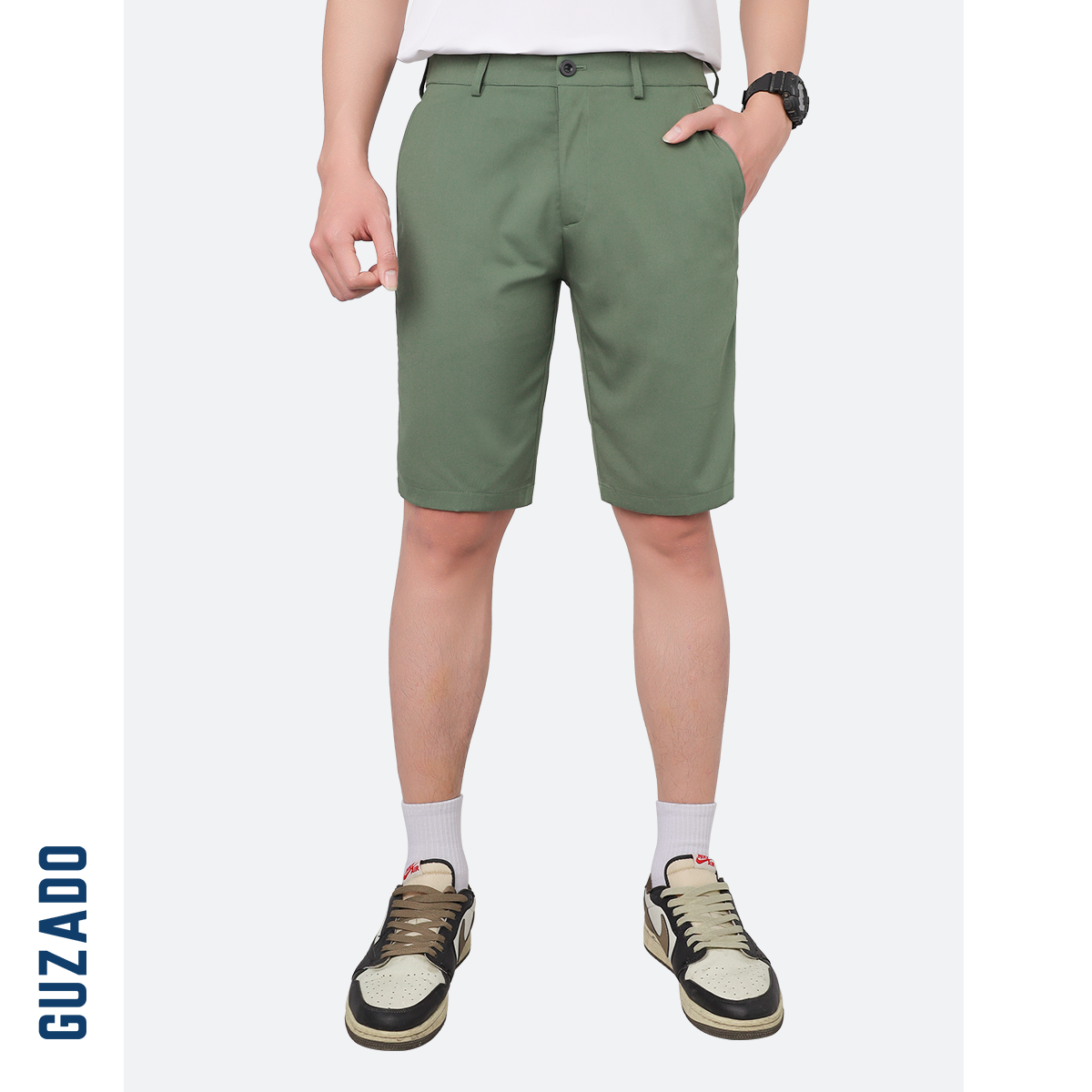 Quần Short Tây Âu Nam GUZADO Kaki Giữ Form Cạp Cúc GSR15_thumbnail_26