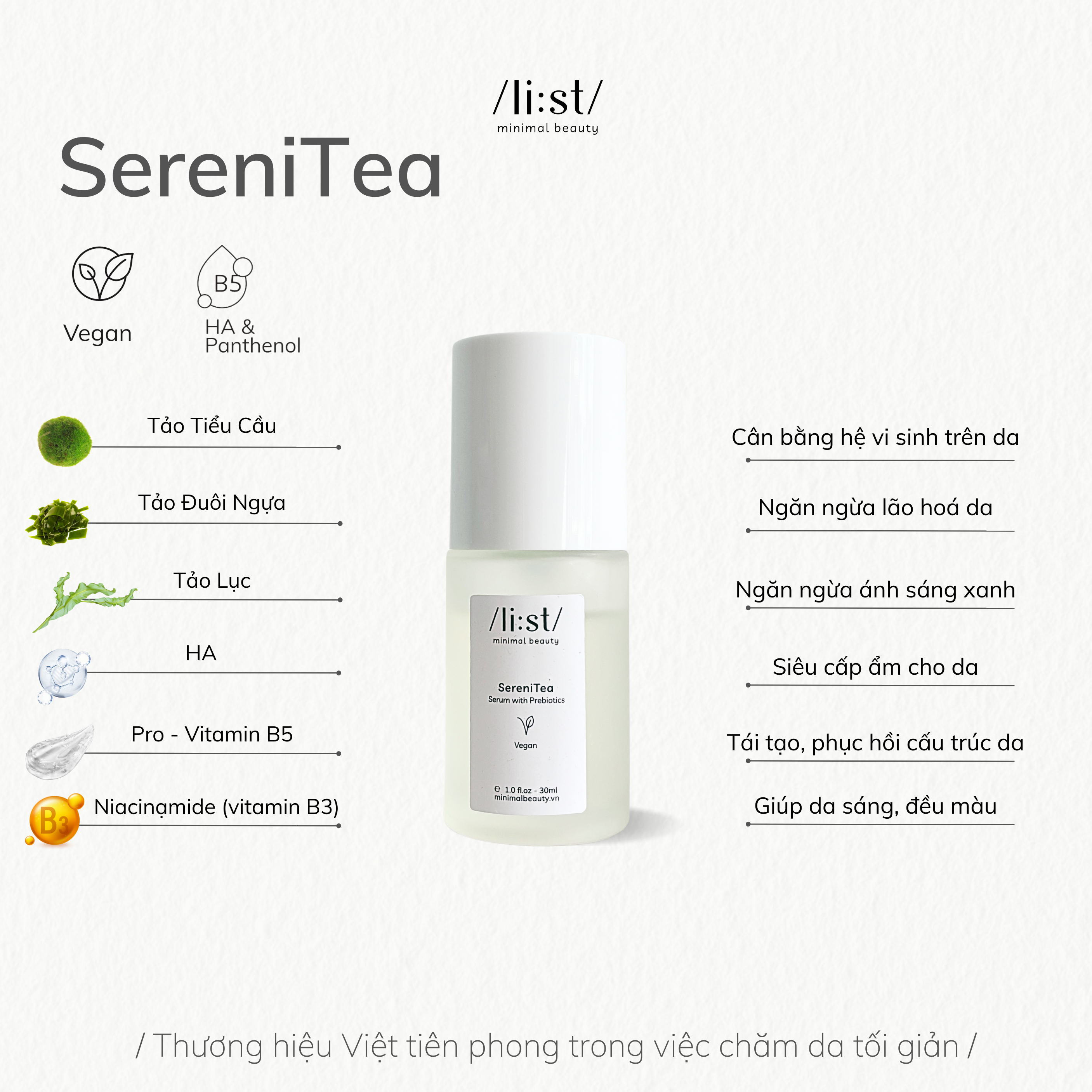 Bộ Đôi Chăm Da Tối Giản Li:st Dưỡng Da, Phục Hồi Và Cân Bằng Da Trà Rửa Mặt PuriTea 100ml, Serum SereniTea 30ml_thumbnail_3