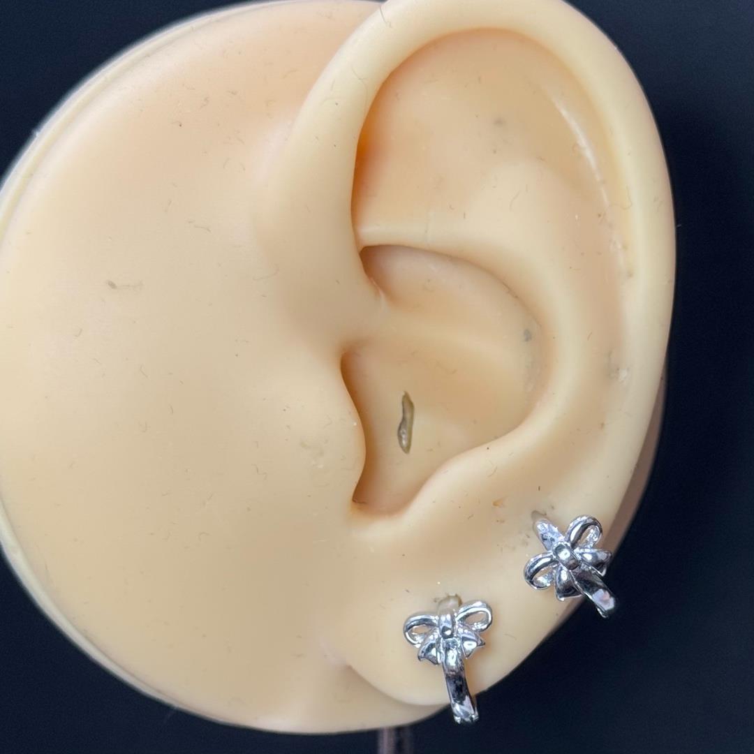 khuyên vòng bạc xi bạch kim nơ trơn size 10