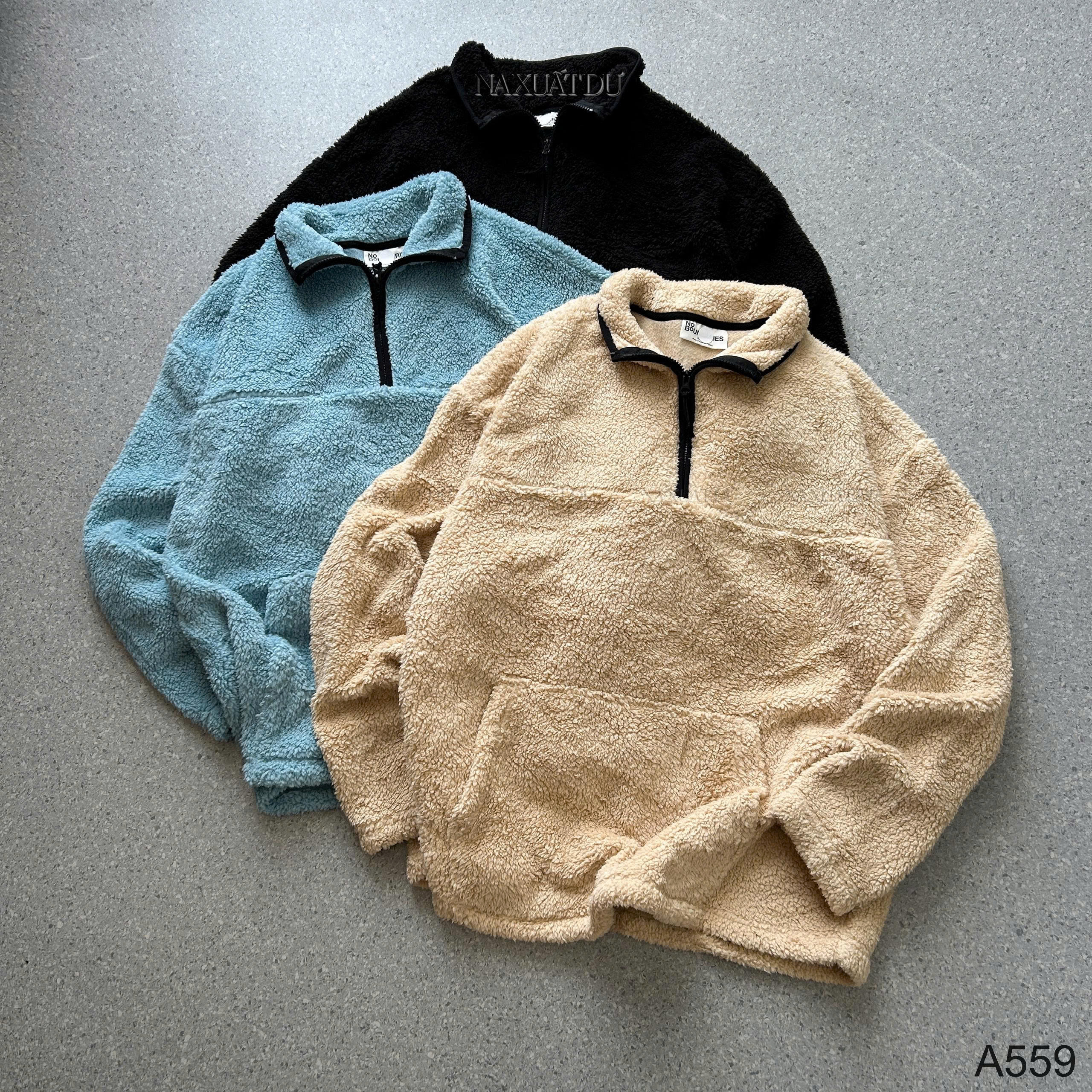 Set 2 Áo lông cổ có dây kéo unisex 